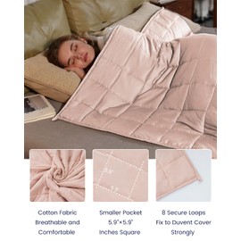 ZonLi Weighted Blanket (60"x80", 15lbs,Light Pink) for Adults, High Breathability Heavy Blanket, Soft Material with Premium Glass Beads