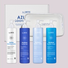 Sante [Sante Azulene Soother 4-Piece Set] Soother Toner Cleanser Soother Lotion Soother Gel Moist Moisture Refilling Gift Set / [상떼 아줄렌 수더 4종 세트] 수더토너 클렌저 수더로션 수더겔 촉촉한 수분충전 선물세트