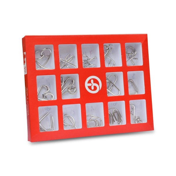 Metal Wire Puzzles Activity for Dementia Alzheimer's Seniors Elderly Memory Loss Product Keep Hands Busy Game Toys Gifts (15set) - Red
