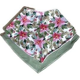 Doodalou Baby Bib Combo for Drooling and Teething - Set of Two Bibs, Soft Bamboo Viscose, Highly Absorbent, Snap Closure - Holiday Floral