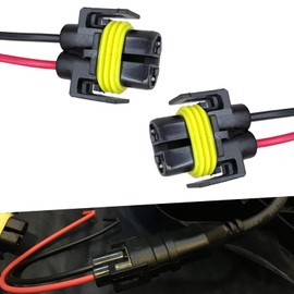 ijuicy 2 PCS Light Socket Plug Adapter Connector, Fog Light Harness, Extension Wiring Harness Sockets with Wires, Replacement Parts for H11 H9 H8 880 881 Female Nylon Adapter Wiring (Black)