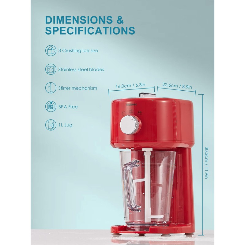 Reemix Shaved Ice Machine, Electric Ice Shaver and Snow Cone