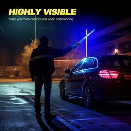 E-riding 4 Pack Traffic Wand, 21 Inch Traffic Control Wand with 3 Flashing Modes & Side Clip, LED Safety Baton for Traffic Control, Parking, Aircraft, Car Directing (Blue)