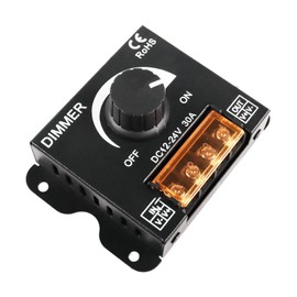 Leloco LED Light Strip Dimmer DC12V/24V PWM (Continuous Dimming), Brightness Control with Rotary Knob for Monochrome LED Strips, Metal Housing