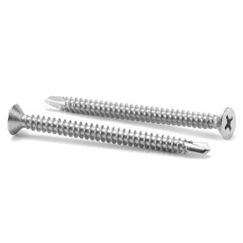 #10 x 2-3/8" Sheet Metal Screws 100Pcs 410 Stainless Steel Flat Head Tek Screws Fast Self Tapping Screws by SG TZH