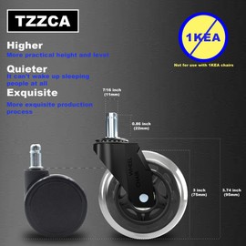 TZZCA Office Chair Wheels Replacement Rubber Chair Casters for Hardwood Floors and Carpet, Set of 5, Heavy Duty Casters for Chairs Smooth & Silence Gliding Gaming Chair Wheels Blue Red高虹