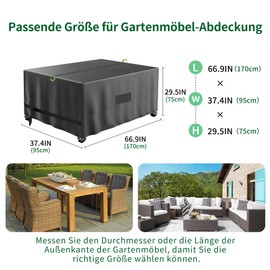 Neuradical Waterproof Covers for Garden Furniture, Outdoor Table and Chair Set, Rattan Furniture Set, 210D Oxford Fabric, Sunlight and Fade Resistant, Easy to Clean, 170 x 95 x 75 cm