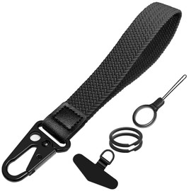 BuitBoll Stretchy Wristlet Keychain, Wrist Lanyard Strap Key Chain Holder to Hold Keys Wallet Phone ID Badge for Men and Women (Black)