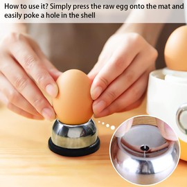 katmerio Eierstecher Eipicker aus Edelstahl mit Schloss Halbautomatische Küche Dining Bar Kochen Werkzeuge Eierstecher für rohe Eier, praktisches Egg Gadget für Einpiksen der Eier, Ca. 5.7 cm