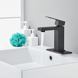 Modern Matte Black Bathroom Faucet Single Hole， Single Handle Bathroom Sink Faucet Stainless Steel Commercial Bathroom Faucet with Deck Plate 1 or 3 Hole Kohonby (Matte Black)