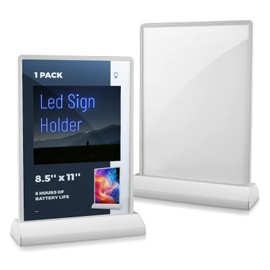 Greraes Acrylic Sign Holder 8.5 X 11 Paper Stand Stand Rechargeable LED Light Glass Clear Flyer Display Holder Business & Store Sign Holders