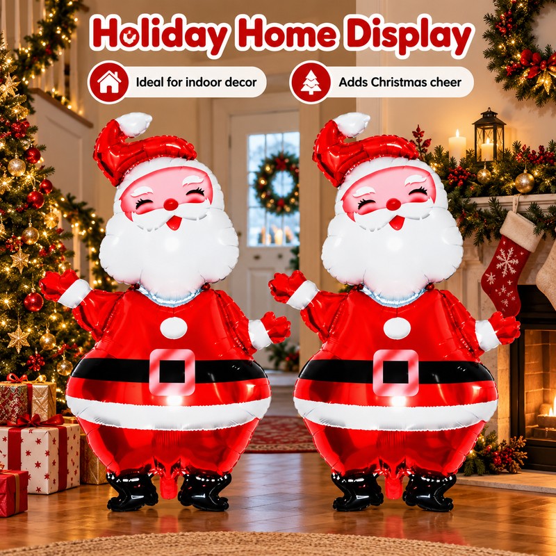 Large Santa Claus Foil Balloons for Christmas Decorating – 2-Pack
