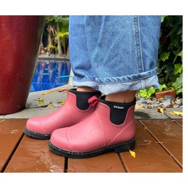 Otway Womens Chelsea Rain Boot 100% Waterproof (Red, 7)