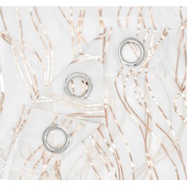 Intimates Window Voile Semi Transparent Sheer Curtains, Window Voile Curtains for Bedroom and Living, Metallic Pattern Silver, Gold, Ringtop Header (Gold, 59" width x 48" drop)