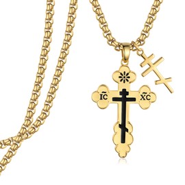 Orthodox Cross Necklace 925 Sterling Silver Eastern Orthodox Pendant Necklace Religious Christian Jewelry for Men Women