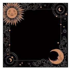 Mantel para Lectura de Tarot de 50x50 cm con diseño Floral y Luna Triple (Naranja, 50)