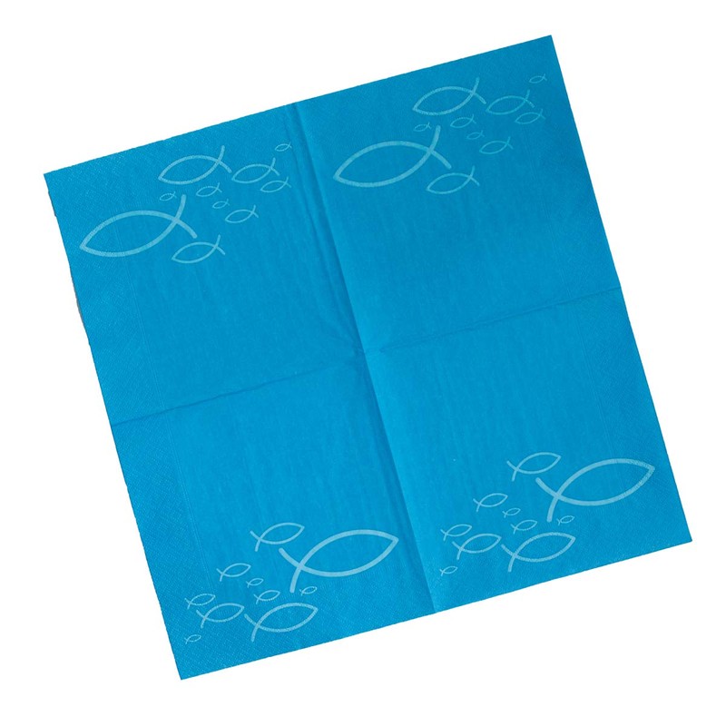 20 Napkins Fish Ichthys 33 x 33 cm Turquoise Light