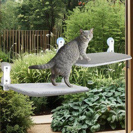 2PC Cat Window Perch, Cordless Foldable Cat Hammock for Indoor Cats with Upgraded Suction Cups Strong Metal Frame Holds Up to 44lbs (L 2PC)