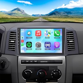 10" 4G+64G Android 14 Double Din Car Stereo for Jeep Grand Cherokee 2004-2007 Touchscreen Car Radio Receiver Head Unit w/Wireless Carplay and Android Auto GPS Navi Bluetooth WiFi FM AHD Backup Camera