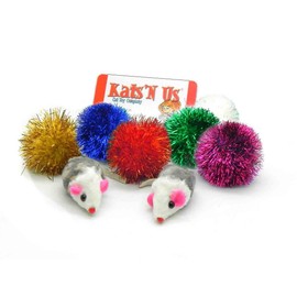 Kats'N Us Sparkle Ball & Mouse with Rattle Cat Toy Pak