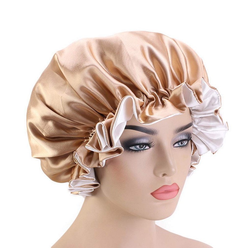 JK Home Women Bonnet Double Layered Adjustable Sleep Cap Reversible