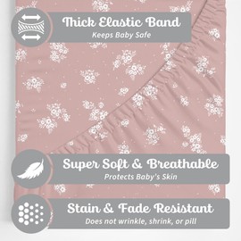 Sorrel + Fern Juego de 2 fundas para cambiador, color rosa antiguo, sábanas bajeras de alta calidad, mezcla de algodón suave