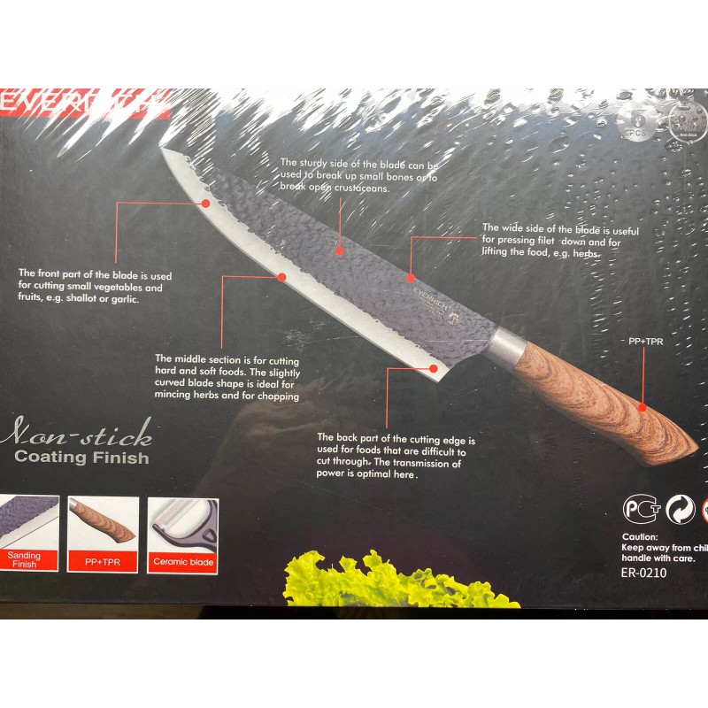 Kitchen Everrich 6 Piece Non Stick Kitchen Knife Set