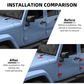 RAZPOY for JK 12PCS Full Set Exterior Trim Kit, Door Hinge Cover & Engine Hood Hinge Trim & Spare Tire Bracket Trim Compatible with 2007-2017 Jeep Wrangler JK 4-Door, Red