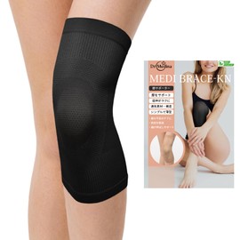 Dr.Medina (ドクターメディナ) 膝サポーター 2枚入り 膝 サポーター ひざ 女性 女性用 左右兼用 薄型 薄手 ひざサポーター 膝用サポーター ベージュ ブラック レディース MEDI BRACE-KN (L, ブラック 2枚入り)
