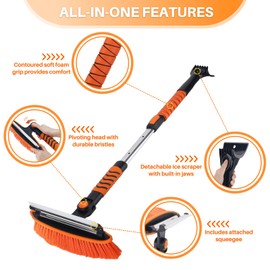 KeFanta Snow Removal Brush and Ice Scrapers for Car Windshield, 3 in 1 Heavy Duty 42'' Extendable Broom for SUV and Truck Window, Automotive Winter Accessories