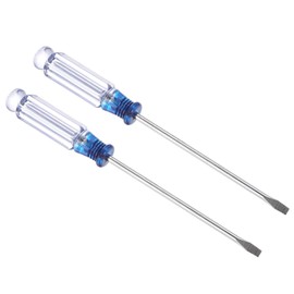 TOP-VIGOR 2pcs Mini Slotted Screwdriver 3mm Flat Head 128mm Length, Small Precision Screwdrivers with Non-Slip Handle for Electronics, Glasses, Watch, Computer and Small Appliance Repair