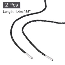 sourcing map Glitter Shoelaces, 2pcs - 55'' Rhinestone Round Shoelaces, Drawstring Cords Replacement for Sweatpants Hoodie (Black)