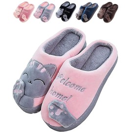 JACKSHIBO Slippers Women's Winter Plush Slippers Men's Warm Felt Slippers Women Comfortable Slippers Unisex, pink