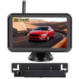 Wireless Backup Camera With 5" Monitor, RV Solar Back Up Camera Systems HD 1080P Monitor With Video Recording, Rechargeable Infrared Night Vision Rear View Cameras For RVs Car Truck Trailer Pickup Van
