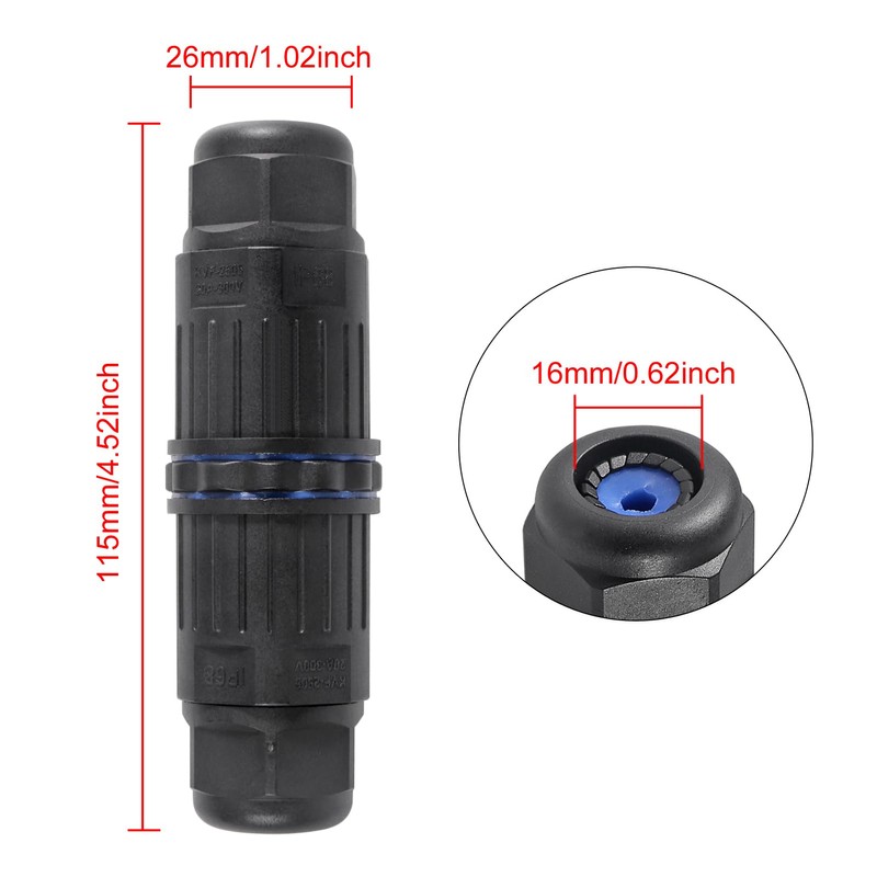 5Pcs Waterproof Cable Connector 4Pin Wire Connector 4 Way Inline