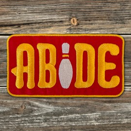 ABIDE Embroidered Bowling Pin Maroon and Golden Yellow Iron-On Patch 4" x 2" - Great for Trucker Hats NEW