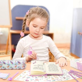 Maomaoyu Unicorn Stationary Sets for Girls, Girls Stationary Gift Sets with Unicorn Gift Box, Pencil Case & Stickers, Unicorn Birthday & Christmas Gifts for Girls Age 4 -12, Purple