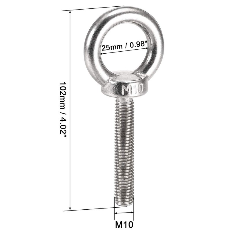 Sourcingmap Lifting Eye Bolt M10 x 60mm Male Thread 304