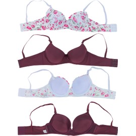 ToBeInStyle Women's Pack of 6 Smooth Solid Classic Bras & White w/Floral Print - 34D