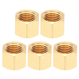 PATIKIL 1/4" NPT Female Brass Pipe Fitting Cap, 5Pcs Outer Hex Thread Socket Plug Ends Sealing Cap Stop Valve Connector for Faucets Tap Irrigation System