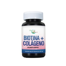 Biotina y Colágeno 100% Natural - Suplemento Vitamínico Antienvejecimiento para Pelo Piel Uñas - Vitaminas para Cabello - 60 Cápsulas- green house