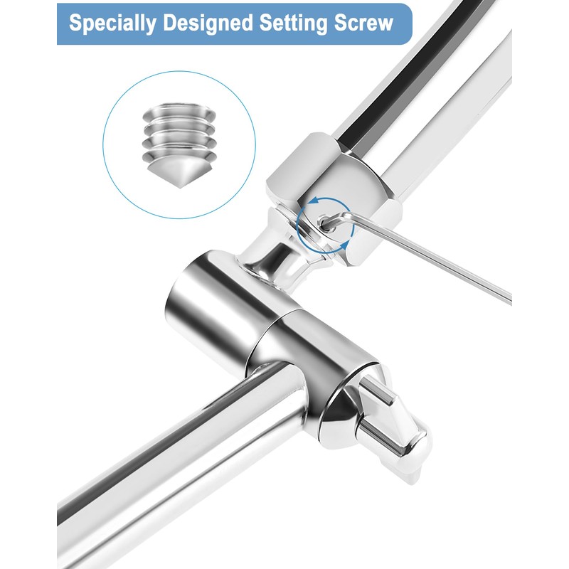 15 Inch Extra Long Adjustable Shower Head Extension Arm With