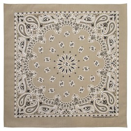 American Made Beige Western Paisley Bandana - Single Piece 22x22