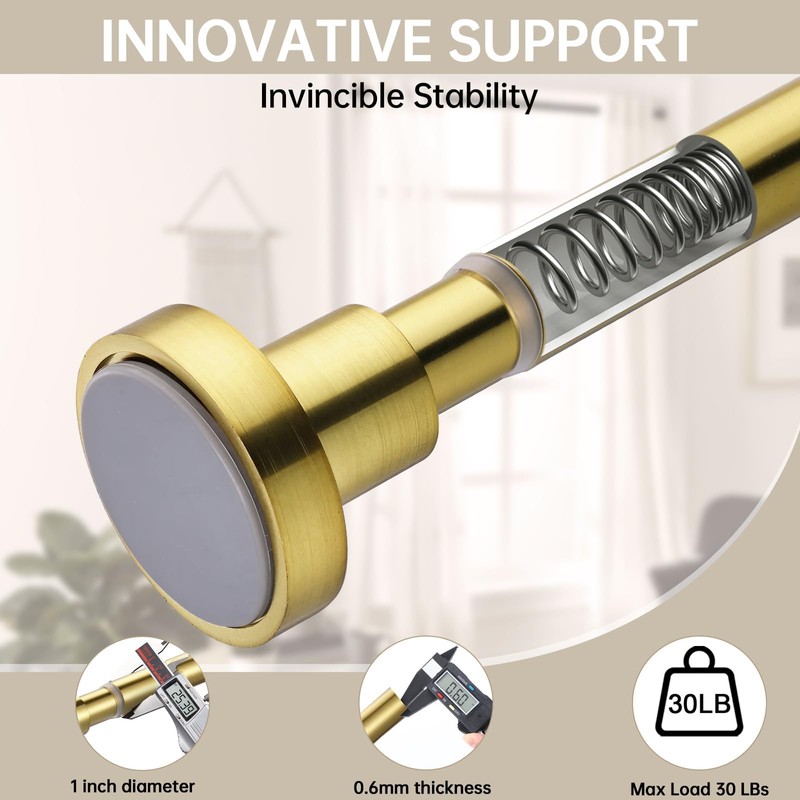 BRIOFOX Shower Curtain Rod Adjustable 18-50 Inch, Spring Tension Shower