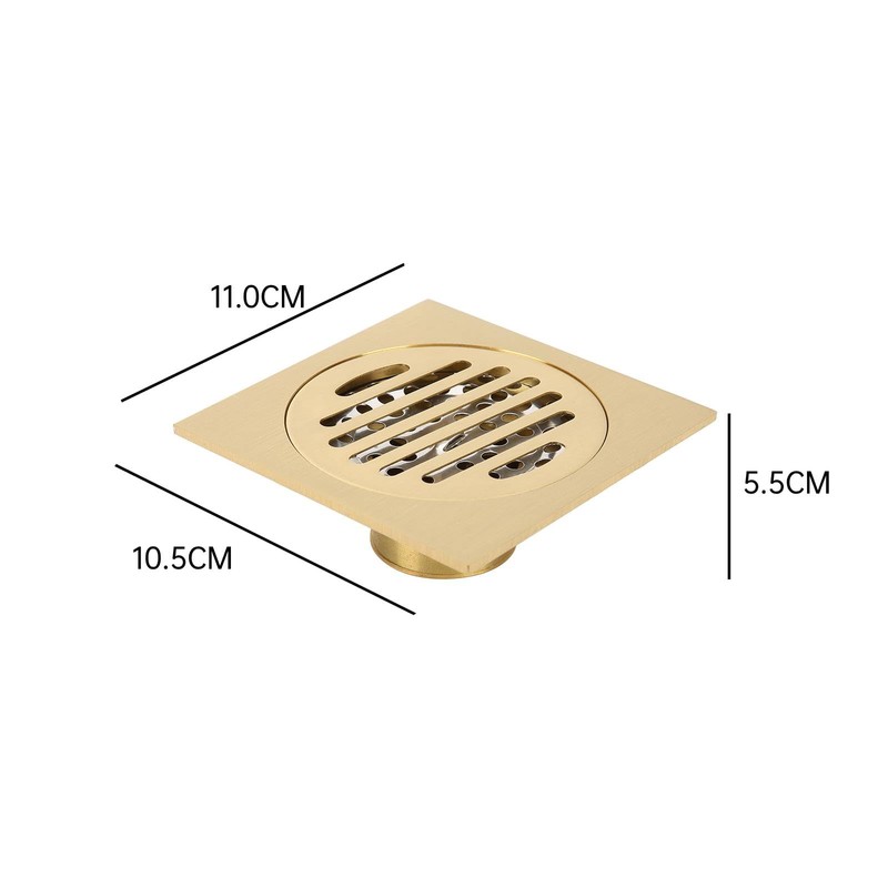 QANYEGN Gold Bathroom Drain, Copper Shower Floor Drain, Brass Shower