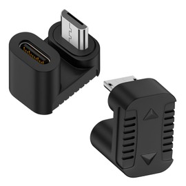 QIANRENON USB C to Micro USB Charging Data U Shaped Connector USB C Female to Micro USB Male 180 Degree Angle Down Adapter Plug 10W (5V2A) 480Mbps, U Angle Pitch 5.4mm, 2Pcs (Reverse)