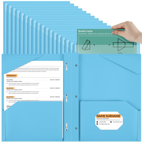 Henoyso 48 Pcs Plastic Folder with Clear Front Pocket and