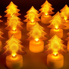 6PCS Christmas Tree Tea Lights Candles,LED Flameless Candles Battery Operated for Holiday Gifts，Led MINI Electric Faker Votive Tealight Candles for Desk,Birthday,Table Centerpiece, Bedroom Decorations