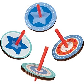 Ameisenkeks® Set of 4 Spinning Tops Wooden Blue / Red