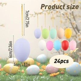 Xmart Easter Eggs for Hanging, Pack of 24, Colourful Plastic Easter Eggs for Hanging, Easter Eggs, Painting, Suitable for Easter Party Decoration and Family Reunion Decoration